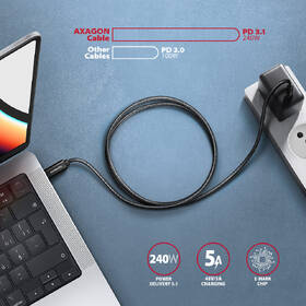 Kabel Axagon NewGEN+ kabel USB-C / USB-C, 1m, PD 240W, 8K HD, pletený černý

 obrázek produktu 3 z 7