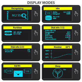 Externí rámeček Axagon DISPLAY box, USB-C 10Gbps - M.2 NVMe & SATA SSD šedý

 obrázek produktu 4 z 8