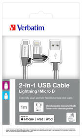 Kabel Verbatim USB/micro USB + lightning, 1m stříbrný

 obrázek produktu 5 z 5