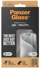 Tvrzené sklo PanzerGlass Ultra-Wide Fit na Apple iPhone 15 Pro s instalačním rámečkem 

 obrázek produktu 3 z 8