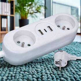 Kabel prodlužovací Solight 2x zásuvka, 2x USB + 1x USB-C, 1,5 m bílý

 obrázek produktu 6 z 12