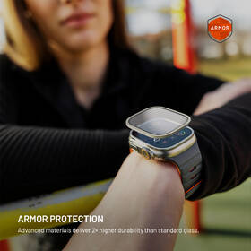 Tvrzené sklo FIXED Armor prémiové, s ocelovým rámečkem na Apple Watch Ultra (49mm) titanium

 obrázek produktu 3 z 5