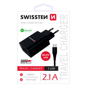 Nabíječka do sítě Swissten 2x USB 2,1 A + Micro USB kabel 1,2 m černá

 obrázek produktu 1 z 1