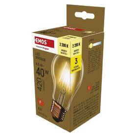 Žárovka LED EMOS Vintage klasik, 4,5W, 420lm E27, teplá bílá 

 obrázek produktu 2 z 3