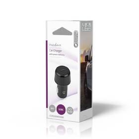Adaptér do auta Nedis USB-C, 30W černá barva

