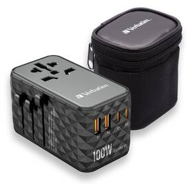 Cestovní adaptér Verbatim UTA-06 GaN III, 2x USB-C PD 100W & QC 4+, 2x USB-A QC 3.0 černý

 obrázek produktu 8 z 11