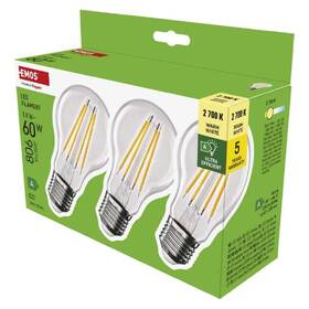 Žárovka LED EMOS Filament klasik, 3,8W, 806lm, E27, teplá bílá (3ks) 

 obrázek produktu 2 z 3