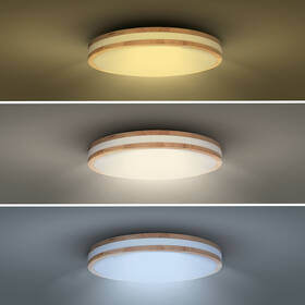 Stropní svítidlo Solight Woody, 48W, s dálkovým ovladačem, 3360lm, 38cm, stmívání, studená/neutrální/teplá bílá bílé/hnědé

 obrázek produktu 6 z 9
