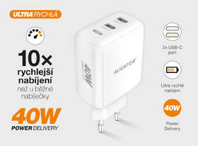 Nabíječka do sítě Aligator Power Delivery 40W, 2xUSB-C bílá

 obrázek produktu 3 z 4