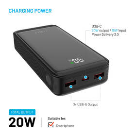 Powerbanka FIXED Zen2 20 s LCD displejem, PD 20W, 20000 mAh černá

 obrázek produktu 2 z 9
