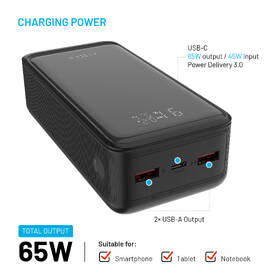 Powerbanka FIXED Zen2 30 Plus, PD 65W, 30000 mAh černá

 obrázek produktu 2 z 8