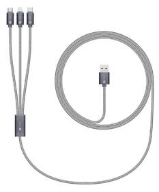 Kabel Connect IT Wirez 3in1 USB/USB-C + MicroUSB + Lightning, 1,2m stříbrný

 obrázek produktu 2 z 4