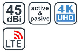 Anténa pokojová Evolveo Xany 2A LTE 230/5V, 45dBi aktivní pokojová DVB-T/T2, LTE filtr 

 obrázek produktu 6 z 6