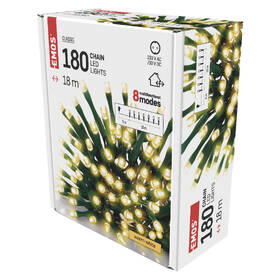Vánoční osvětlení EMOS 180 LED řetěz, 18 m, venkovní i vnitřní, teplá bílá, programy 

 obrázek produktu 8 z 8