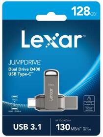 USB Flash Lexar JumpDrive D400 Dual, 128GB šedá barva
