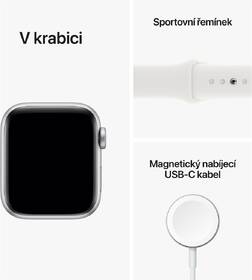 Chytré hodinky Apple Watch SE 2022 GPS 40mm pouzdro ze stříbrného hliníku - bílý sportovní řemínek 

 obrázek produktu 7 z 7