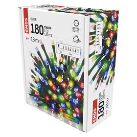 Vánoční osvětlení EMOS 180 LED řetěz, 18 m, venkovní i vnitřní, multicolor, časovač 

 obrázek produktu 8 z 8