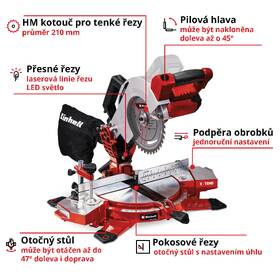 Pila pokosová Einhell TE-MS 18/210 Li (bez baterie) 4300890 

 obrázek produktu 2 z 8