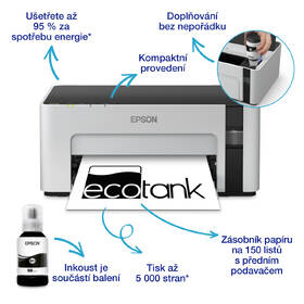Tiskárna inkoustová Epson EcoTank M1120 černá/bílá

 obrázek produktu 3 z 8