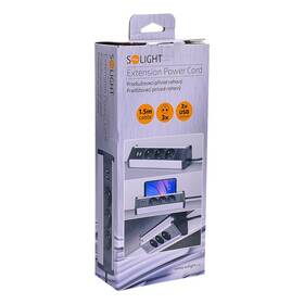Kabel prodlužovací Solight 3x zásuvka, 2x USB, rohový design, 1,5m stříbrný

 obrázek produktu 5 z 5