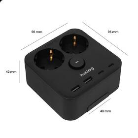 Kabel prodlužovací Huslog 15W 2xzásuvka, 2xUSB-C, 2xUSB, 1x držák na telefon černý

 obrázek produktu 9 z 9