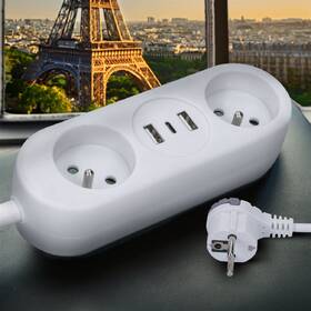 Kabel prodlužovací Solight 2x zásuvka, 2x USB + 1x USB-C, 1,5 m bílý

 obrázek produktu 11 z 12
