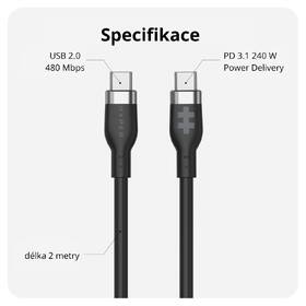 Kabel Hyper Silicone 240W, USB-C / USB-C, 2 m černý

 obrázek produktu 1 z 5