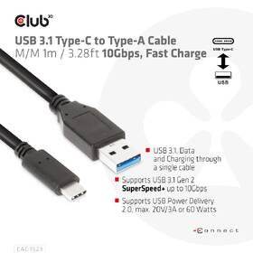 Kabel Club3D USB-C/USB-A 60W, 1m černý

 obrázek produktu 3 z 5