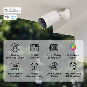 IP kamera TP-Link Tapo TC82, Outdoor 2K bílá barva
