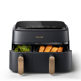 Fritéza horkovzdušná Philips Dual Basket 9 l, NA352/00 černá barva
