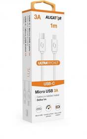 Kabel Aligator USB-C/micro USB, 3A, 1m bílý

 obrázek produktu 2 z 3
