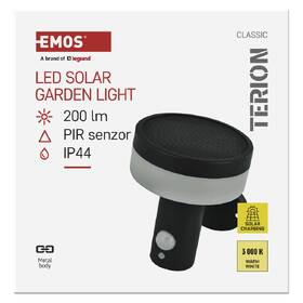 Nástěnné svítidlo EMOS Terion ZGJ044S, zahradní, IP44, PIR, solární antracitové

 obrázek produktu 4 z 9