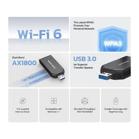 Wi-Fi adaptér Mercusys MA70XM AX1800 Wi-Fi 6 USB černý

 obrázek produktu 3 z 10