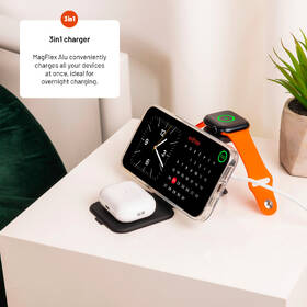 Bezdrátová nabíječka FIXED MagFlex Alu 3v1 černá barva
