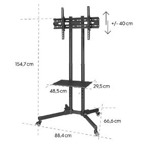 Stojan pro TV Hama Trolley, pojízdný, pro úhlopříčky 32"-70", nosnost 40 kg černý

 obrázek produktu 8 z 12