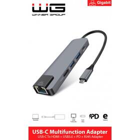 USB Hub WG USB-C/HDMI, RJ45, 2x USB 3.0, USB-C stříbrný

 obrázek produktu 1 z 1