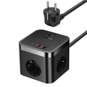 Kabel prodlužovací Baseus PowerCombo Cube, 30W, 3x zásuvka, 2x USB/2x USB-C černý

 obrázek produktu 1 z 3