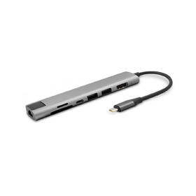 USB Hub Epico 7in1 Multimedia 8K USB-C/1× USB-C, 2× USB 2.0, HDMI, LAN, microSD, SD šedý

 obrázek produktu 3 z 6