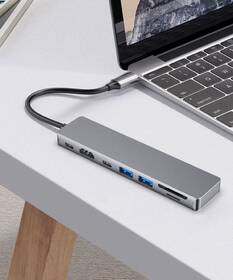 USB Hub FIXED USB-C/2x USB 3.2, HDMI, USB-C, USB-C PD 87W, SD, Micro SD šedý

 obrázek produktu 4 z 5