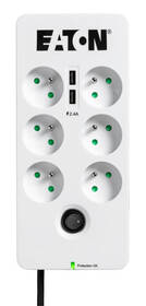 Přepěťová ochrana Eaton Protection Box 6 USB FR, 6x zásuvka, zatížení 10A, 2x USB, 1,5 m černá/bílá

 obrázek produktu 1 z 3