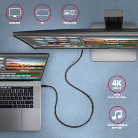 Kabel Axagon SPEED+ USB-C / USB-C, 1,5m, PD 100W, 4K HD, pletený černý

 obrázek produktu 6 z 6