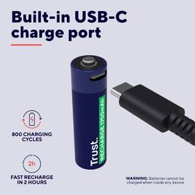 Baterie nabíjecí Trust AA, USB-C, 4ks 

 obrázek produktu 4 z 6