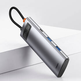 USB Hub Baseus Metal Gleam Series 7v1 HUB USB-C (USB-C PD 100W, USB-C, 2x USB 3.0, HDMI, SD/TF port) šedý

 obrázek produktu 6 z 10