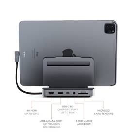 USB Hub Satechi Aluminium Stand & Hub pro iPad Pro (USB-C PD 60W, HDMI ,USB-A, SDcard, 3.5mm) - Space Grey 

 obrázek produktu 5 z 5