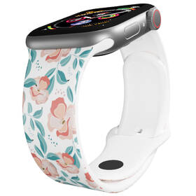 Řemínek Mi-Band na Apple Watch 42/44/45/49 mm - motiv Červené květiny, bílý 

 obrázek produktu 2 z 3
