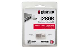 USB Flash Kingston 128GB OTG USB-C/USB 3.1 stříbrná barva

