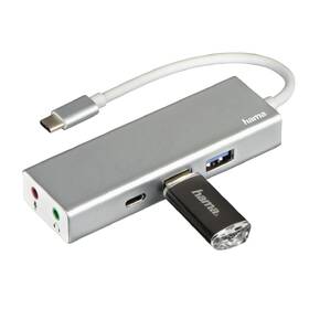 USB Hub Hama USB-C/2x USB, USB-C, Jack 3,5mm stříbrný

 obrázek produktu 3 z 5