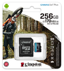 Paměťová karta Kingston MicroSDXC 256 GB UHS-I U3 (170R/90W) + adaptér 

 obrázek produktu 2 z 2