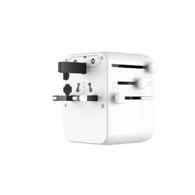 Cestovní adaptér FIXED Voyager, 70W pro EU, UK a USA/AUS, 3xUSB-C a 2xUSB, GaN bílý

 obrázek produktu 1 z 4