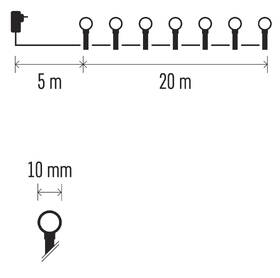 Vánoční osvětlení EMOS 200 LED cherry řetěz - kuličky, 20 m, venkovní i vnitřní, studená bílá, programy 

 obrázek produktu 7 z 8